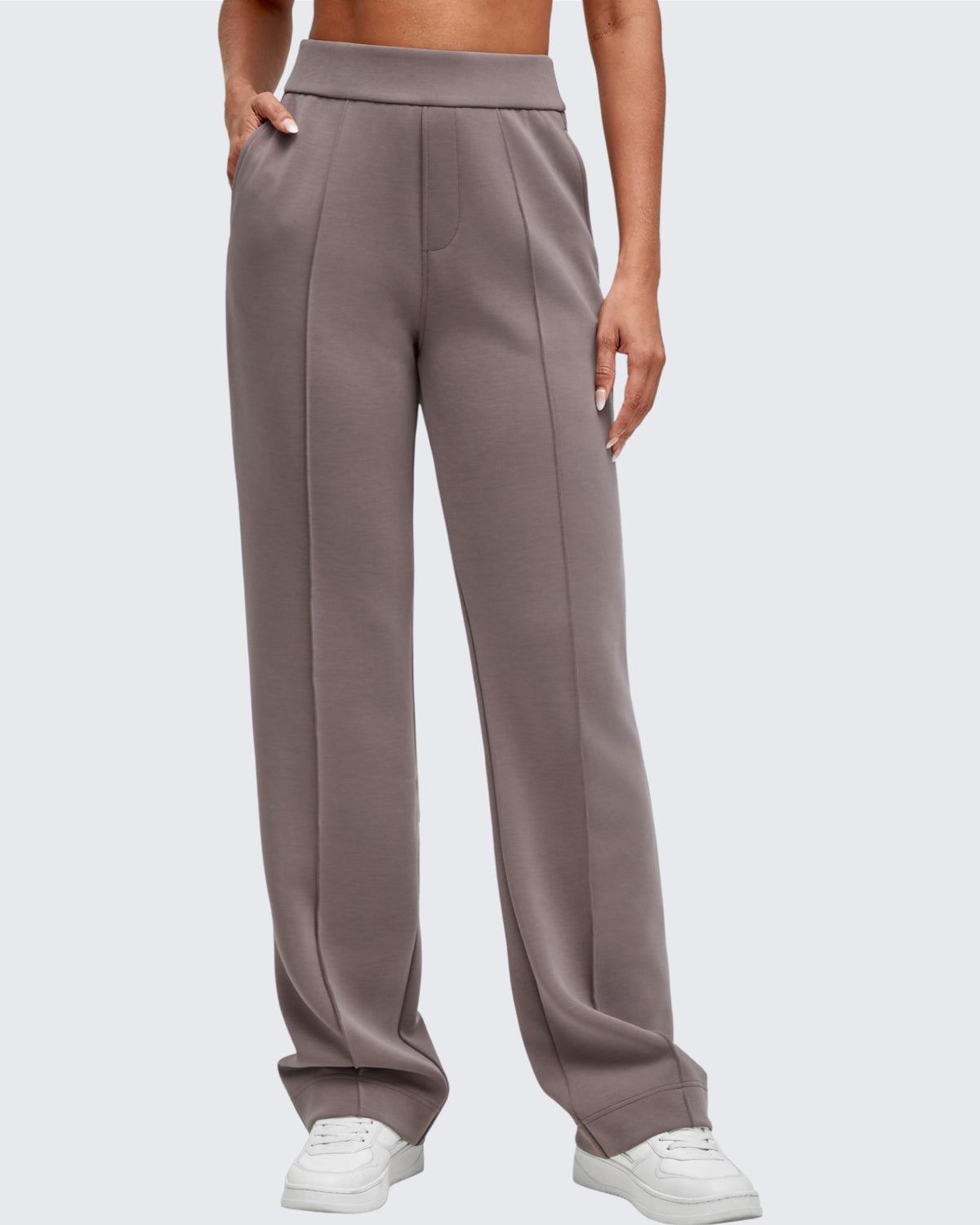 G4Free - Smoofit Straight Leg Elastic High Waist Dress Pants -GF25D584DA-S