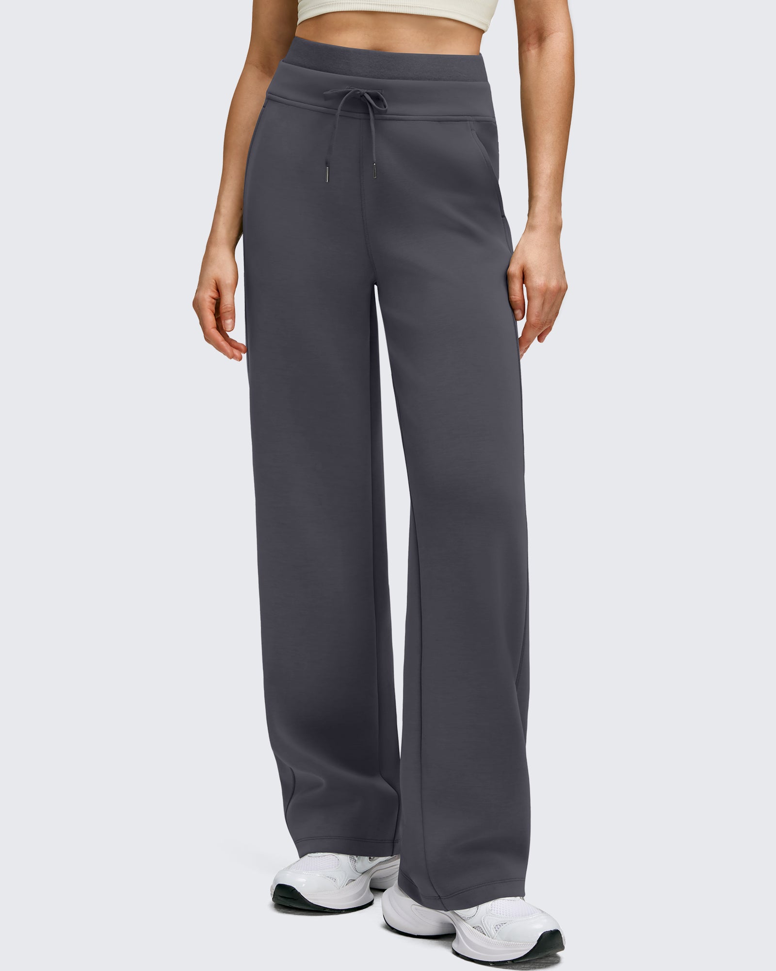 G4Free - Smoofit Wide Leg Drawstring Double Layer Waist Pants -GF25J590AA-S