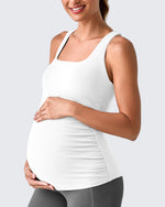 G4Free - Square Neck Ruched Pregnancy Workout Tanks -GF25LY415BA-S