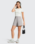 G4Free - Strowen Elastic Waist Wide Leg A Line Shorts 4'' -GF26E818A001F-XS-GF26E818A001A-S-GF26E818A001B-M-GF26E818A001C-L-GF26E818A001D-XL