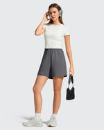 G4Free - Strowen Elastic Waist Wide Leg A Line Shorts 4'' -GF26E818A001F-XS-GF26E818A001A-S-GF26E818A001B-M-GF26E818A001C-L-GF26E818A001D-XL