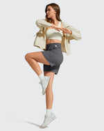 G4Free - Strowen Elastic Waist Wide Leg A Line Shorts 4'' -GF26E818A001F-XS-GF26E818A001A-S-GF26E818A001B-M-GF26E818A001C-L-GF26E818A001D-XL
