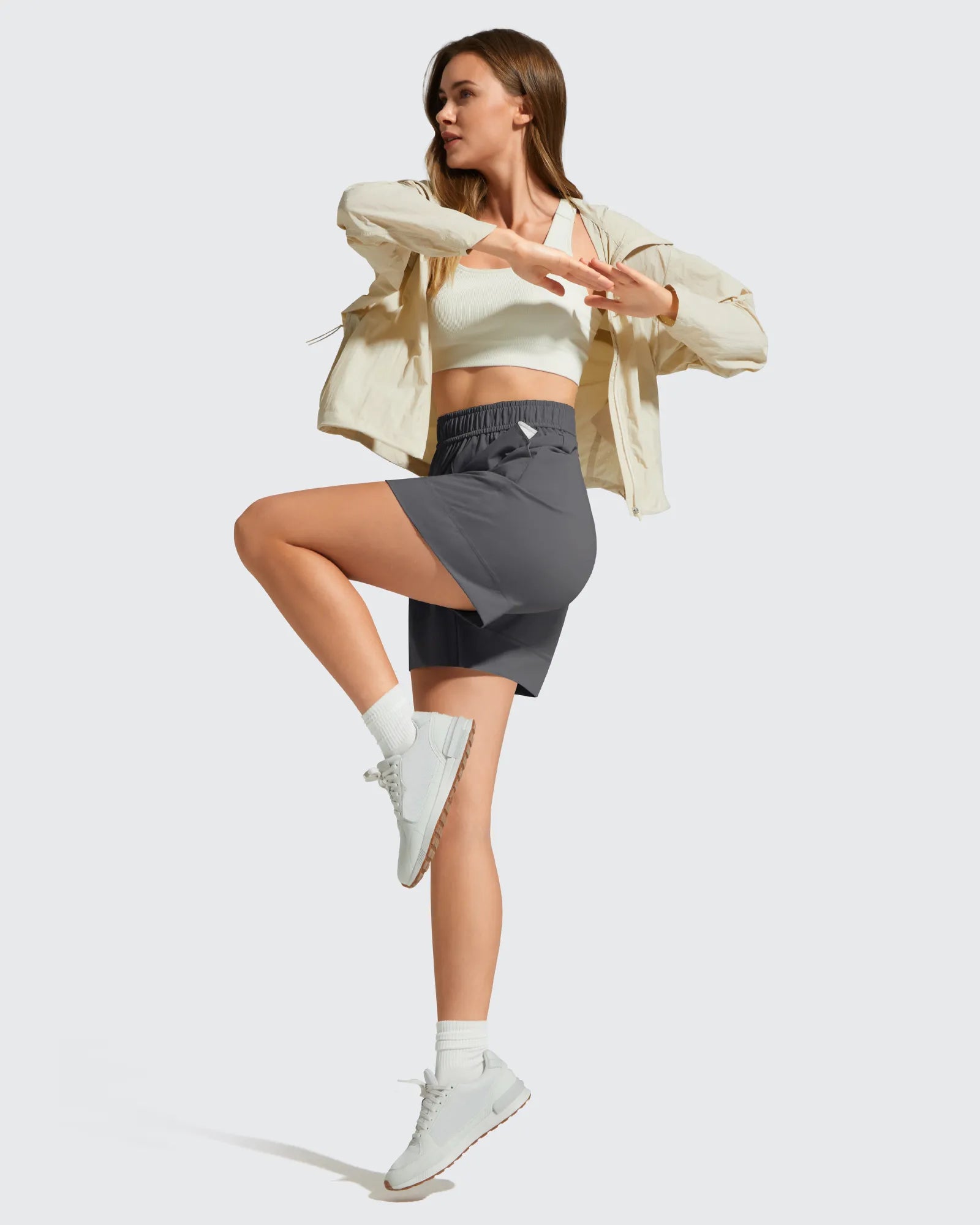G4Free - Strowen Elastic Waist Wide Leg A Line Shorts 4'' -GF26E818A001F-XS-GF26E818A001A-S-GF26E818A001B-M-GF26E818A001C-L-GF26E818A001D-XL