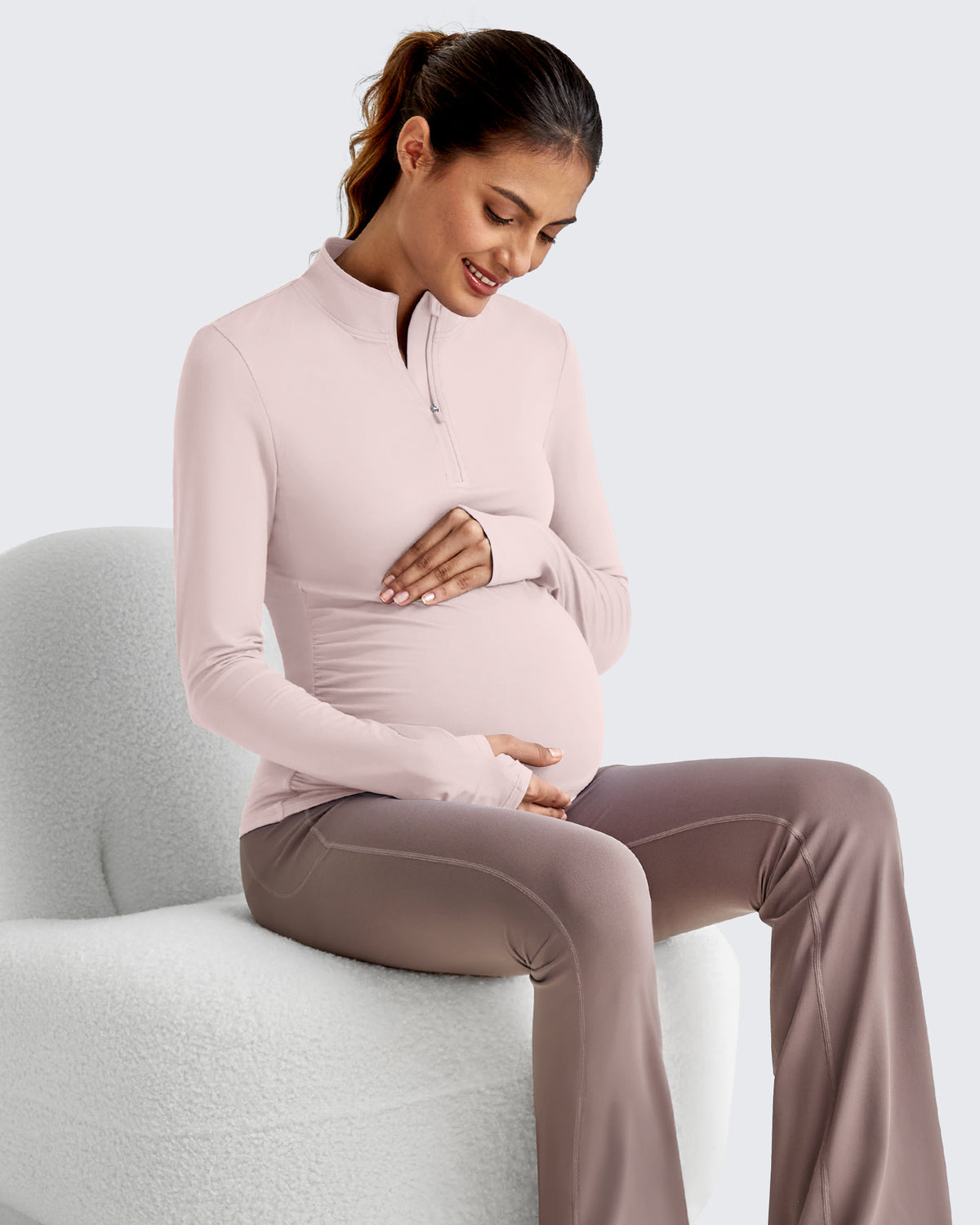 G4Free - UPF 50+ Half Zip Sun Maternity Shirts -GF25BY464BF-XS-GF25BY464BA-S-GF25BY464BB-M-GF25BY464BC-L-GF25BY464BD-XL