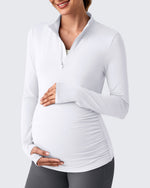 G4Free - UPF 50+ Half Zip Sun Maternity Shirts -GF25BY464BF-XS-GF25BY464BA-S-GF25BY464BB-M-GF25BY464BC-L-GF25BY464BD-XL