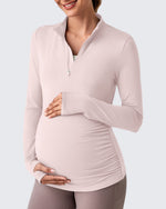 G4Free - UPF 50+ Half Zip Sun Maternity Shirts -GF25BY464BF-XS-GF25BY464BA-S-GF25BY464BB-M-GF25BY464BC-L-GF25BY464BD-XL