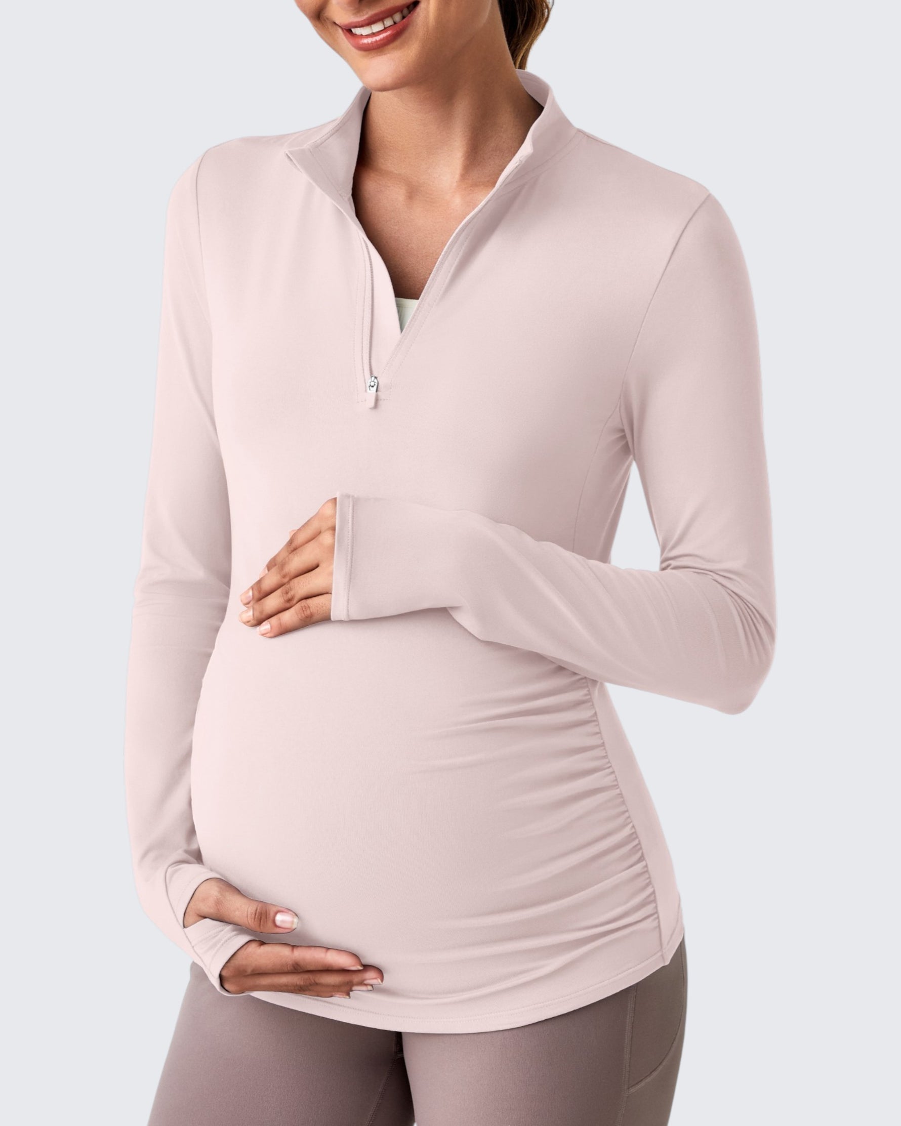 G4Free - UPF 50+ Half Zip Sun Maternity Shirts -GF25BY464BF-XS-GF25BY464BA-S-GF25BY464BB-M-GF25BY464BC-L-GF25BY464BD-XL