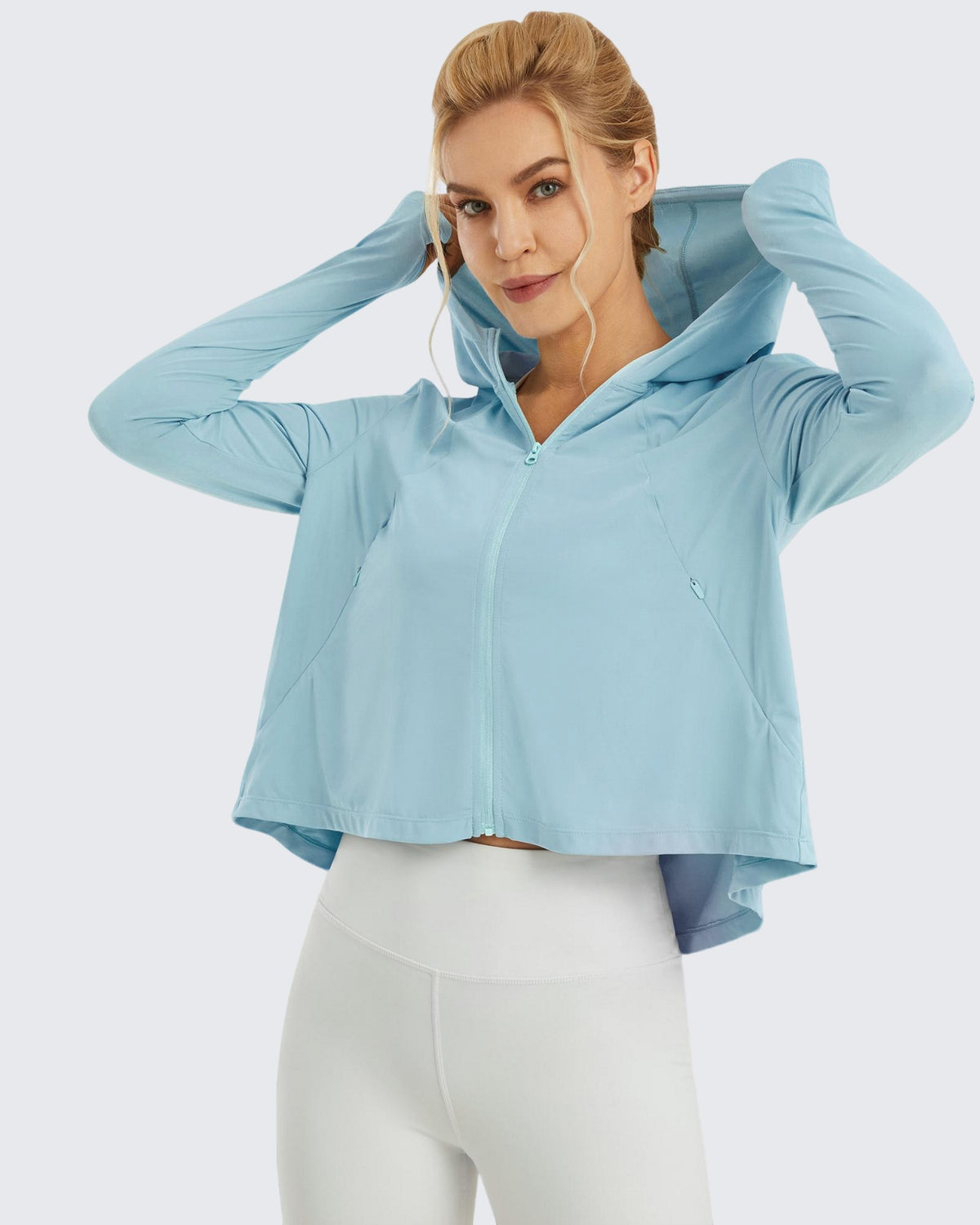G4Free - UV Sun Crop Zip Hoodie Long Sleeve -GF21B010CA-S