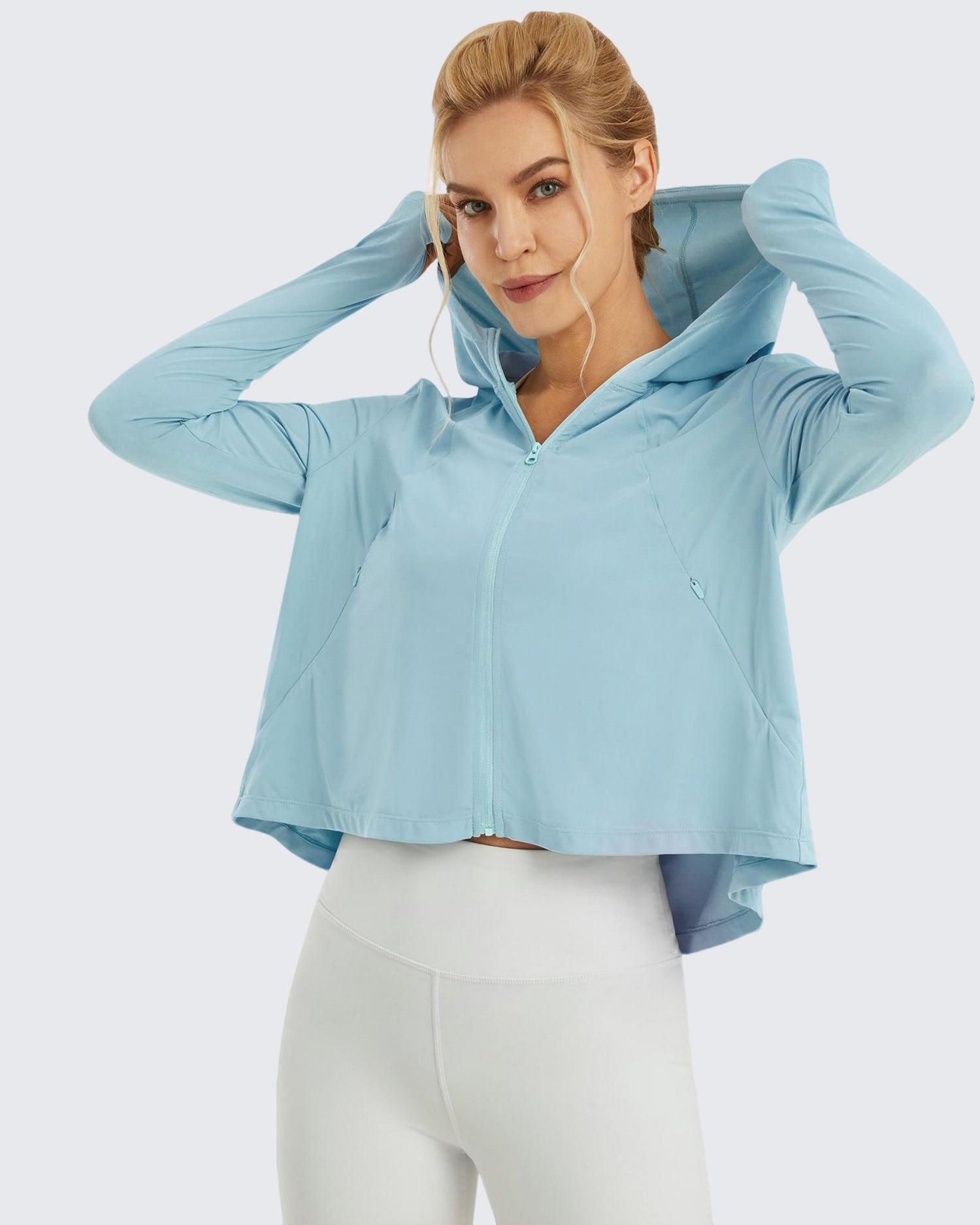 G4Free - UV Sun Crop Zip Hoodie Long Sleeve -GF21B010CA-S-GF21B010CB-M-GF21B010CC-L--GF21B010AA-S