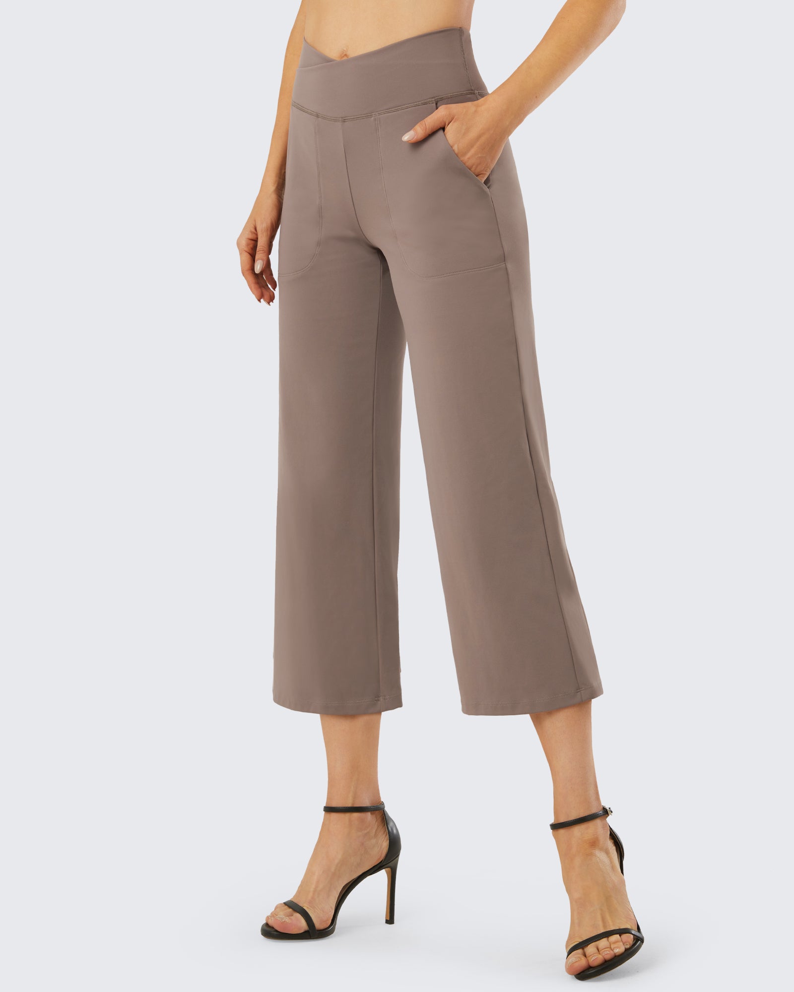 G4Free - Wide Leg High-Waisted Capri Work Pants 23 -GF21D016AA-S
