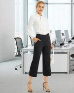 G4Free - Wide Leg High-Waisted Capri Work Pants 21 -GF24J256AA-S-GF24J256AB-M-GF24J256AC-L-GF24J256AD-XL-GF24J256AE-XXL