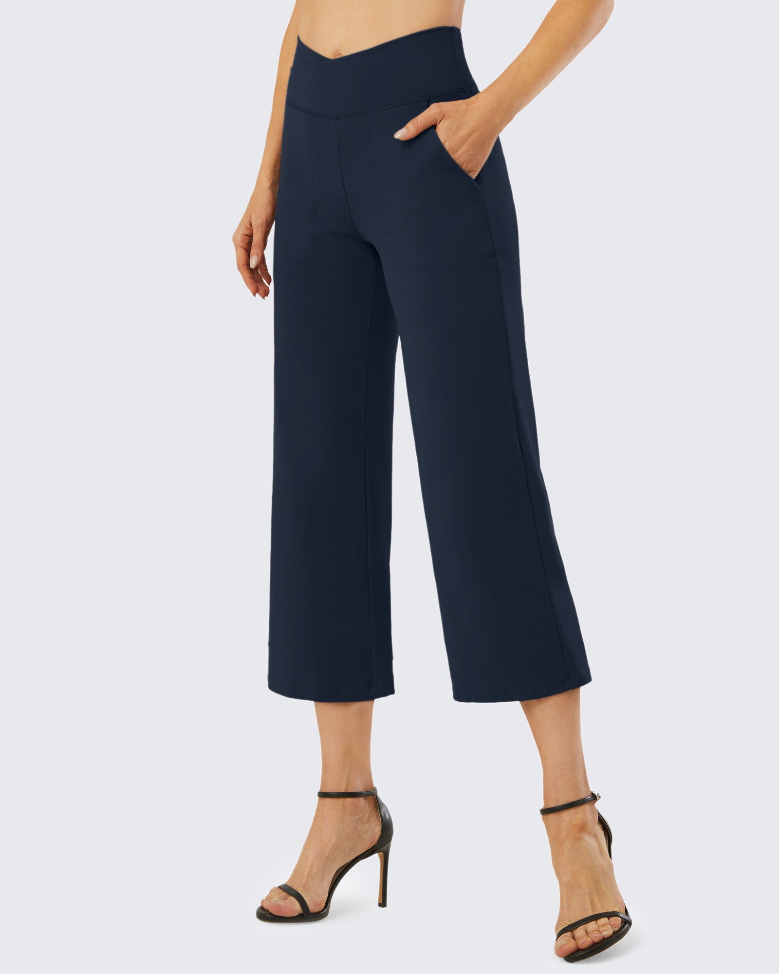 G4Free - Wide Leg High-Waisted Capri Work Pants 23 -GF21D016AA-S
