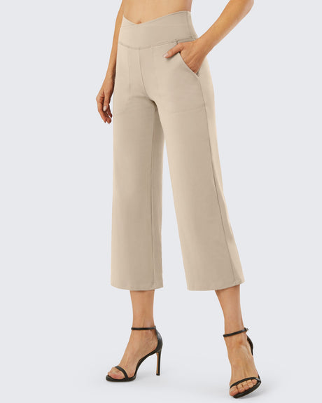 G4Free - Wide Leg High-Waisted Capri Work Pants 25 -GF24J257EA-S