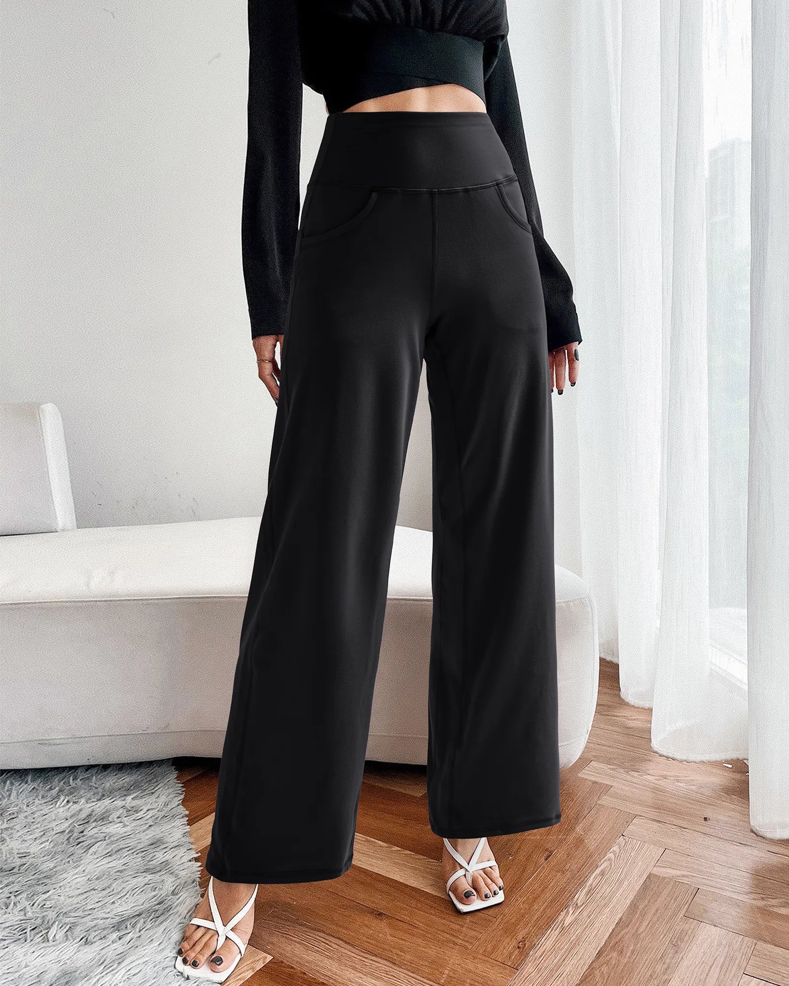 G4Free - Wide Leg Pants Woman Yoga Pants with Pockets Petite -PM23D151AA-S-PM23D151AB-M-PM23D151AC-L-PM23D151AD-XL-PM23D151AE-XXL