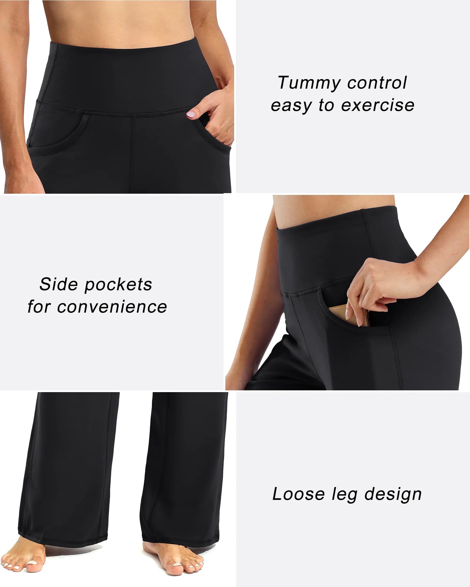 G4Free - Wide Leg Pants Woman Yoga Pants with Pockets Regular -PM20D06AG-XS