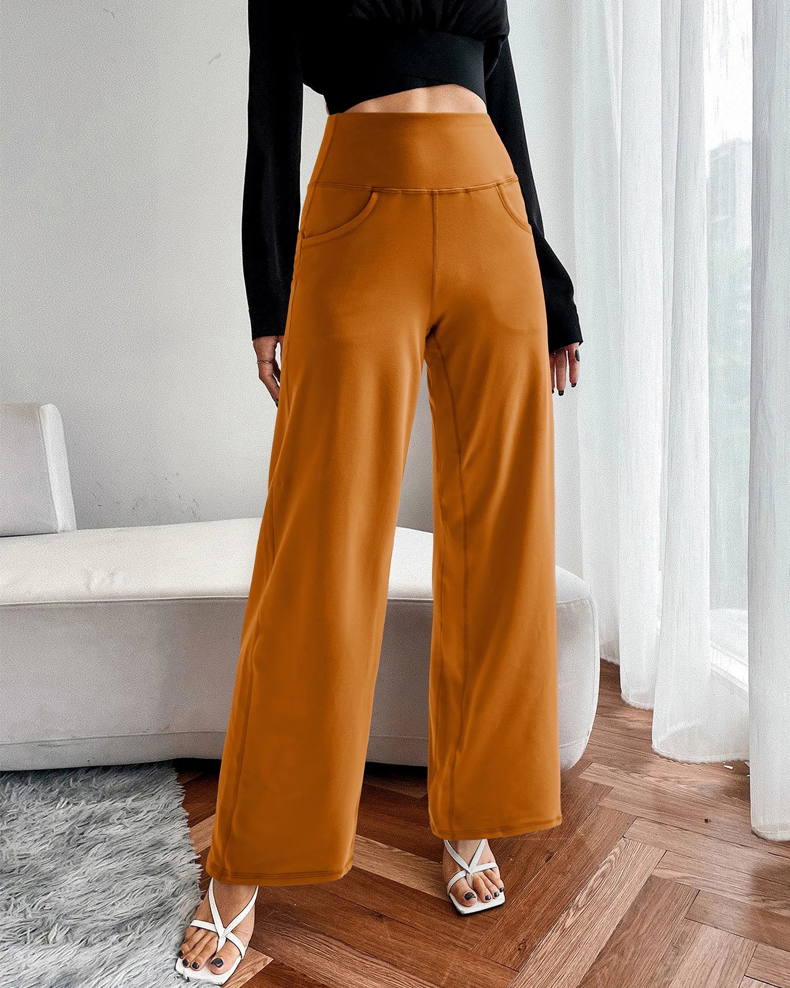 G4Free - Wide Leg Pants Woman Yoga Pants with Pockets Tall -PM23D152AA-S