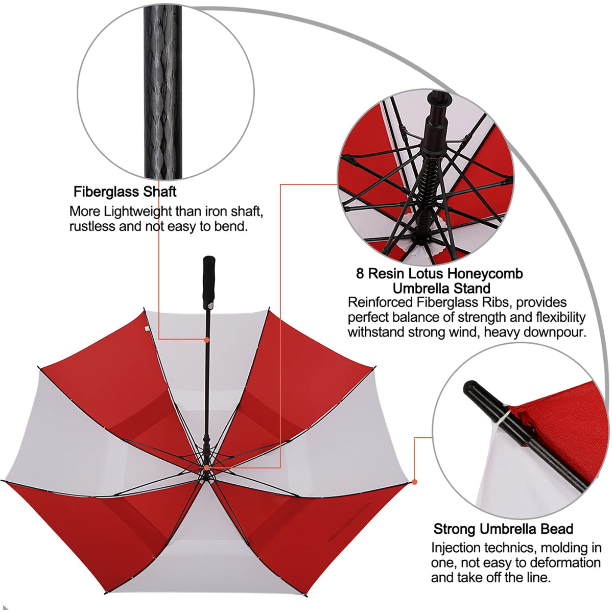G4Free G4Free Automatic Open Golf Umbrella Double Canopy Vented Stick Umbrellas 