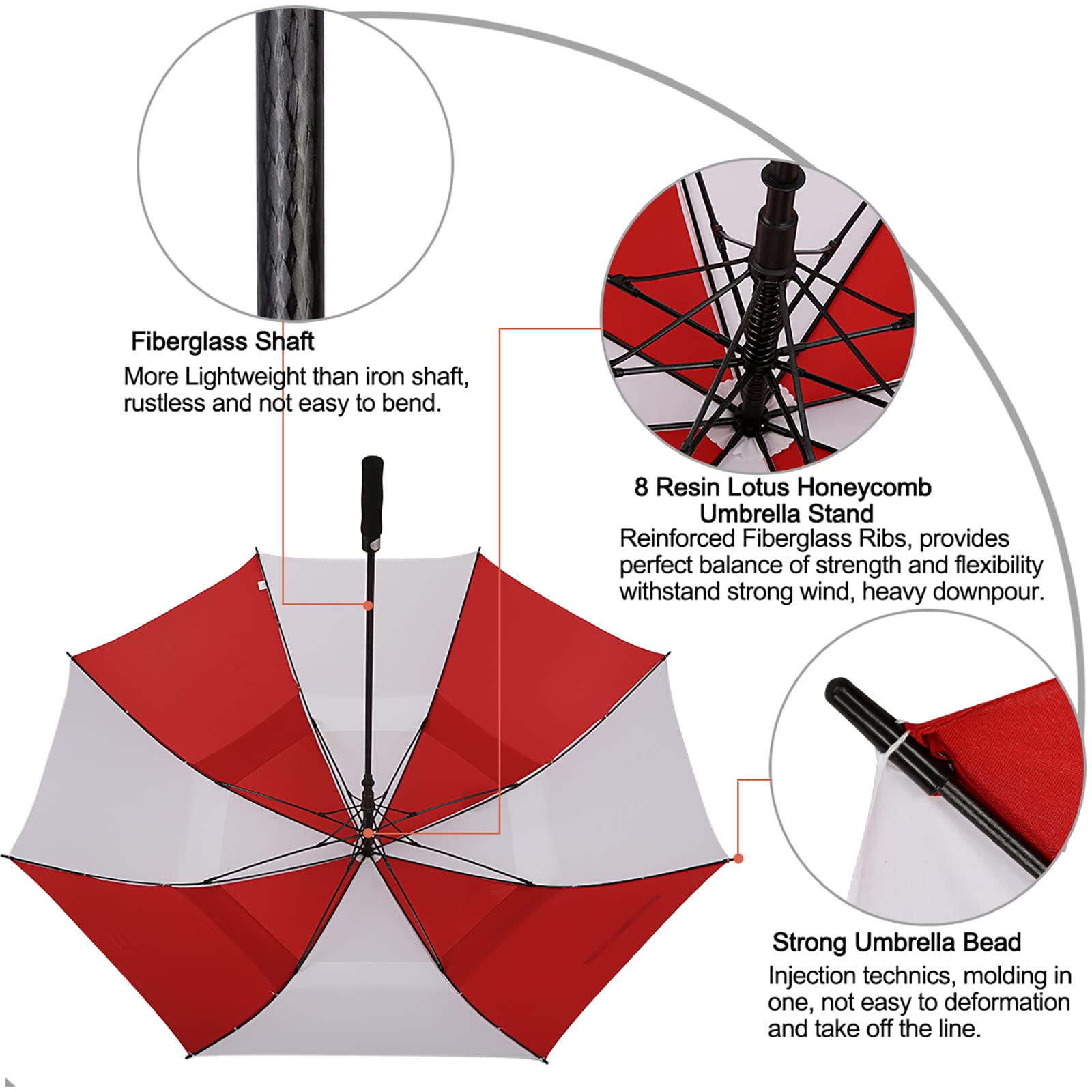 G4Free G4Free Automatic Open Golf Umbrella Double Canopy Vented Stick Umbrellas 