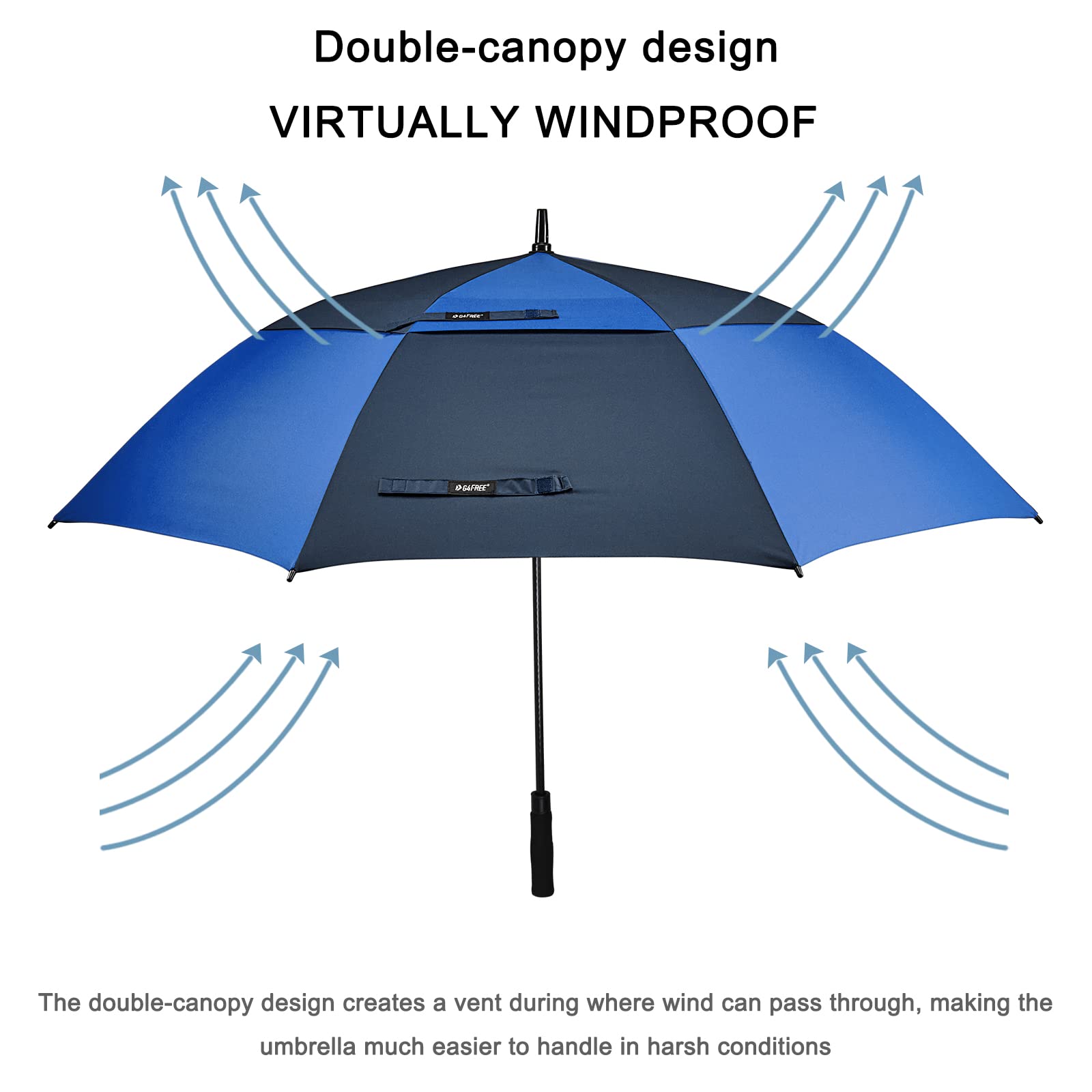 G4Free G4Free Automatic Open Golf Umbrella Double Canopy Vented Stick Umbrellas 