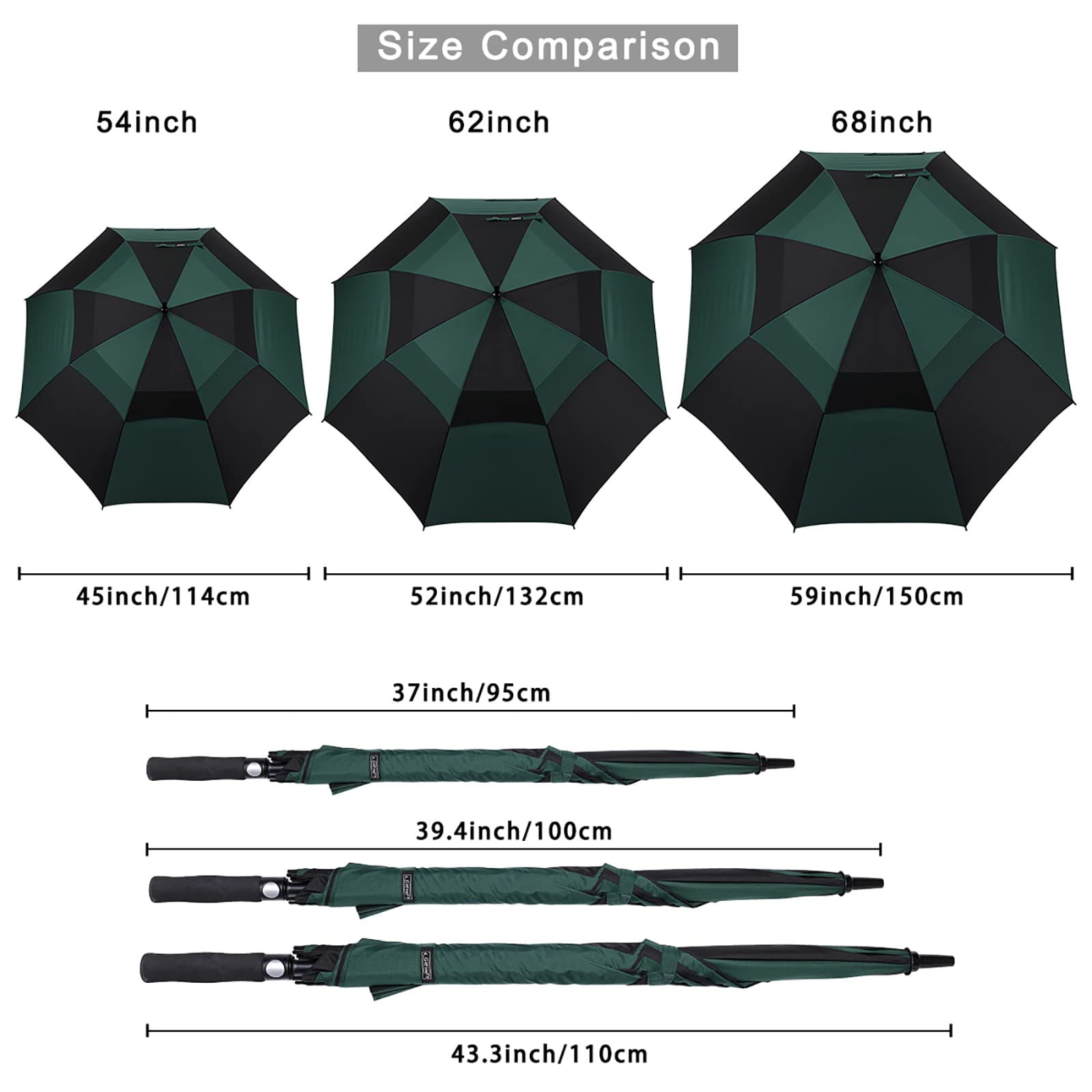 G4Free G4Free Automatic Open Golf Umbrella Double Canopy Vented Stick Umbrellas 