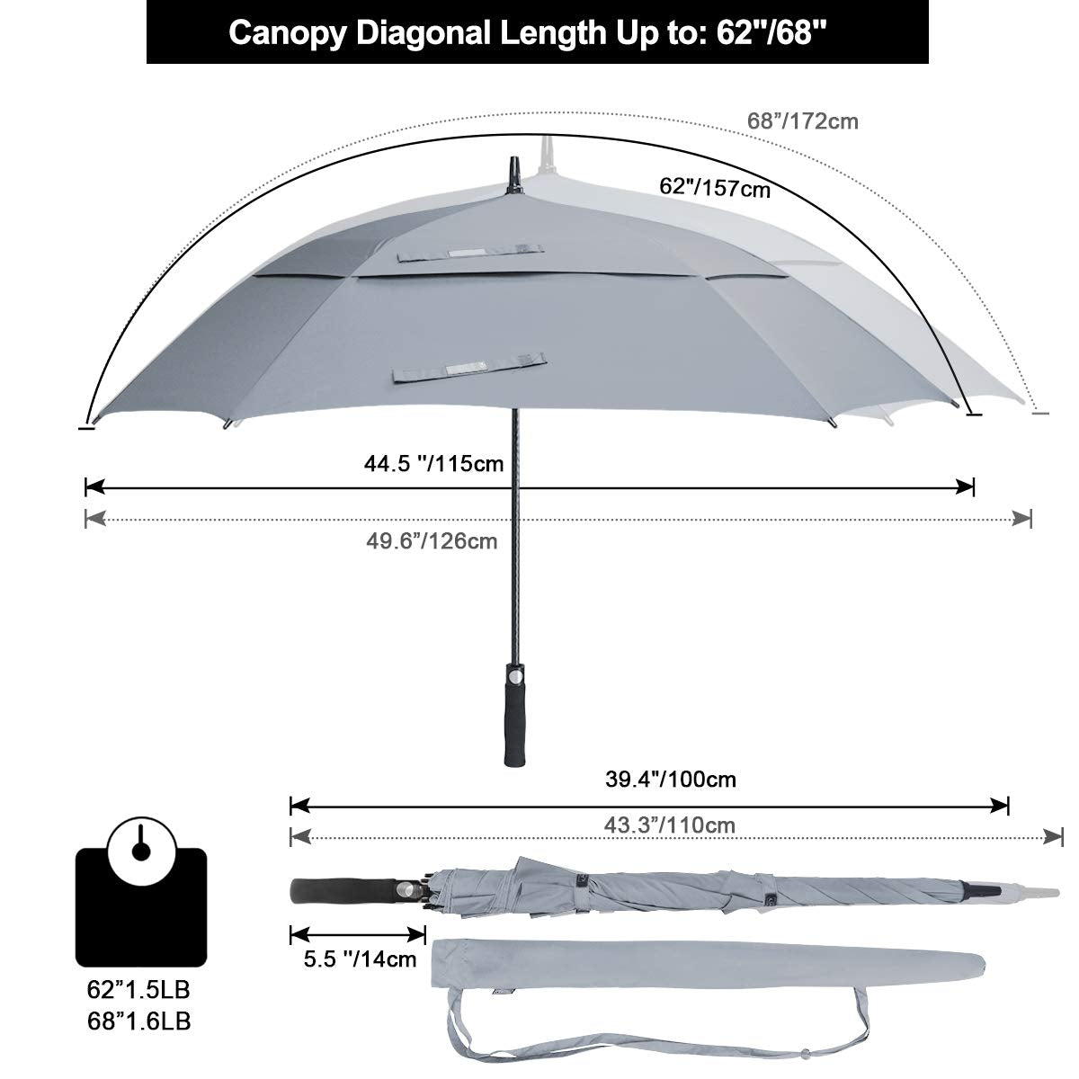 G4Free G4Free Square Windproof Auto Open Stick Umbrella 