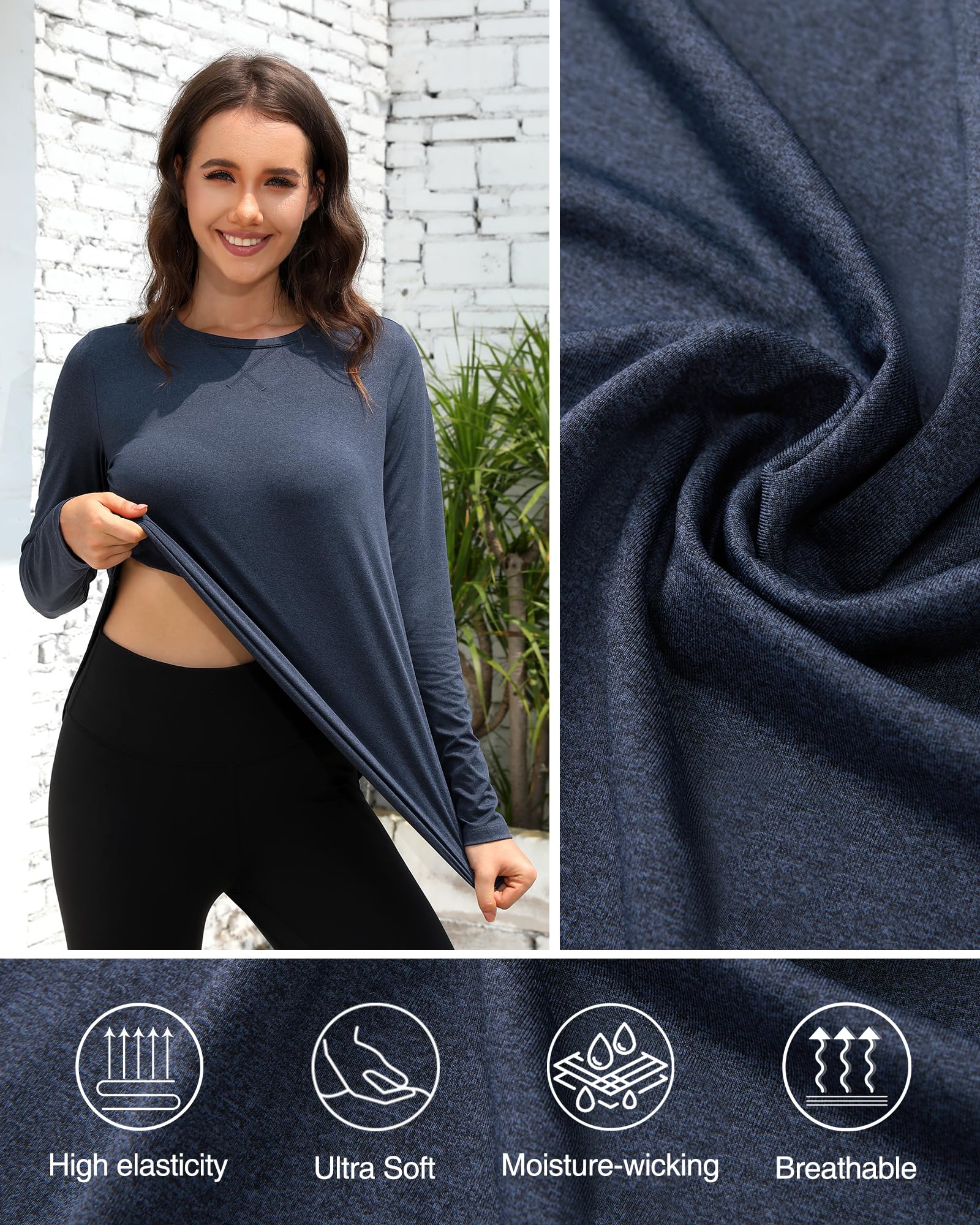G4Free Activewear Sun Scoop Neck Long Sleeve UV Tunic Shirts