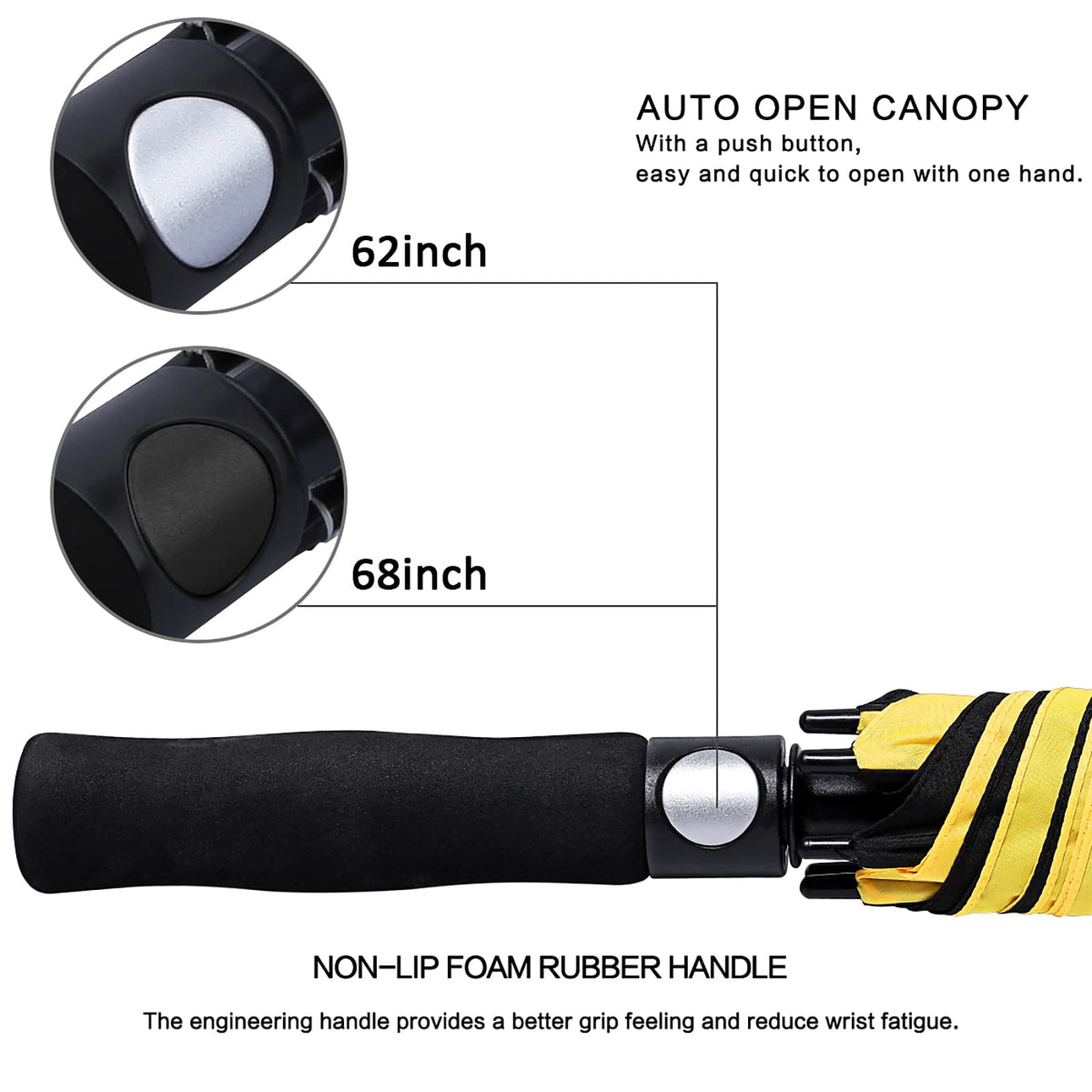 G4Free G4Free Automatic Open Golf Umbrella Double Canopy Vented Stick Umbrellas 