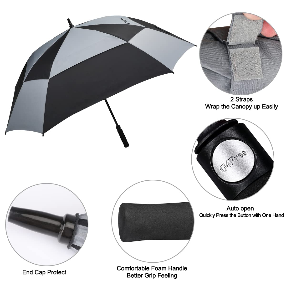 G4Free G4Free Extra Large Golf Umbrella 62/68 inch Vented Square Umbrella 