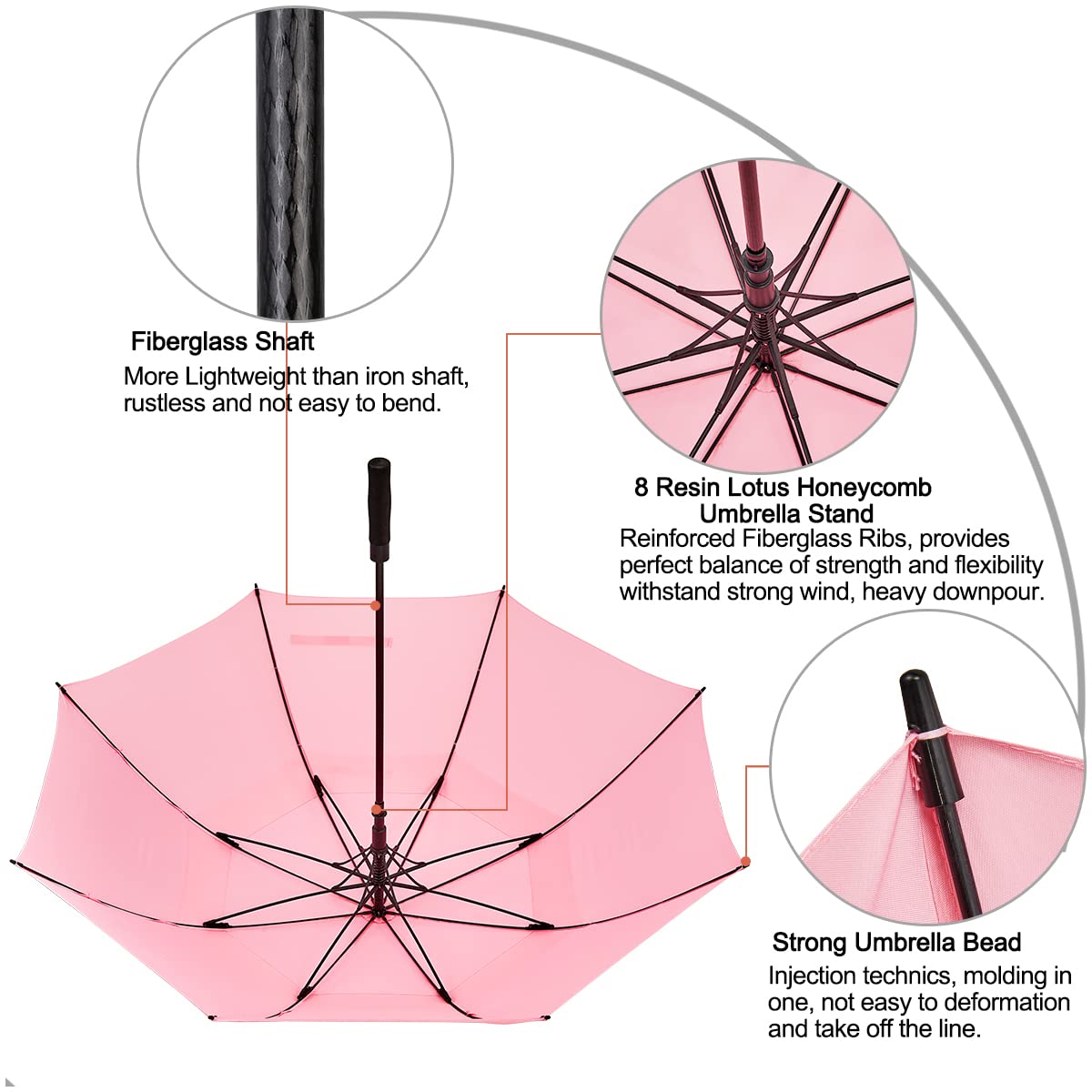 G4Free G4Free Automatic Open Golf Umbrella Double Canopy Vented Stick Umbrellas 