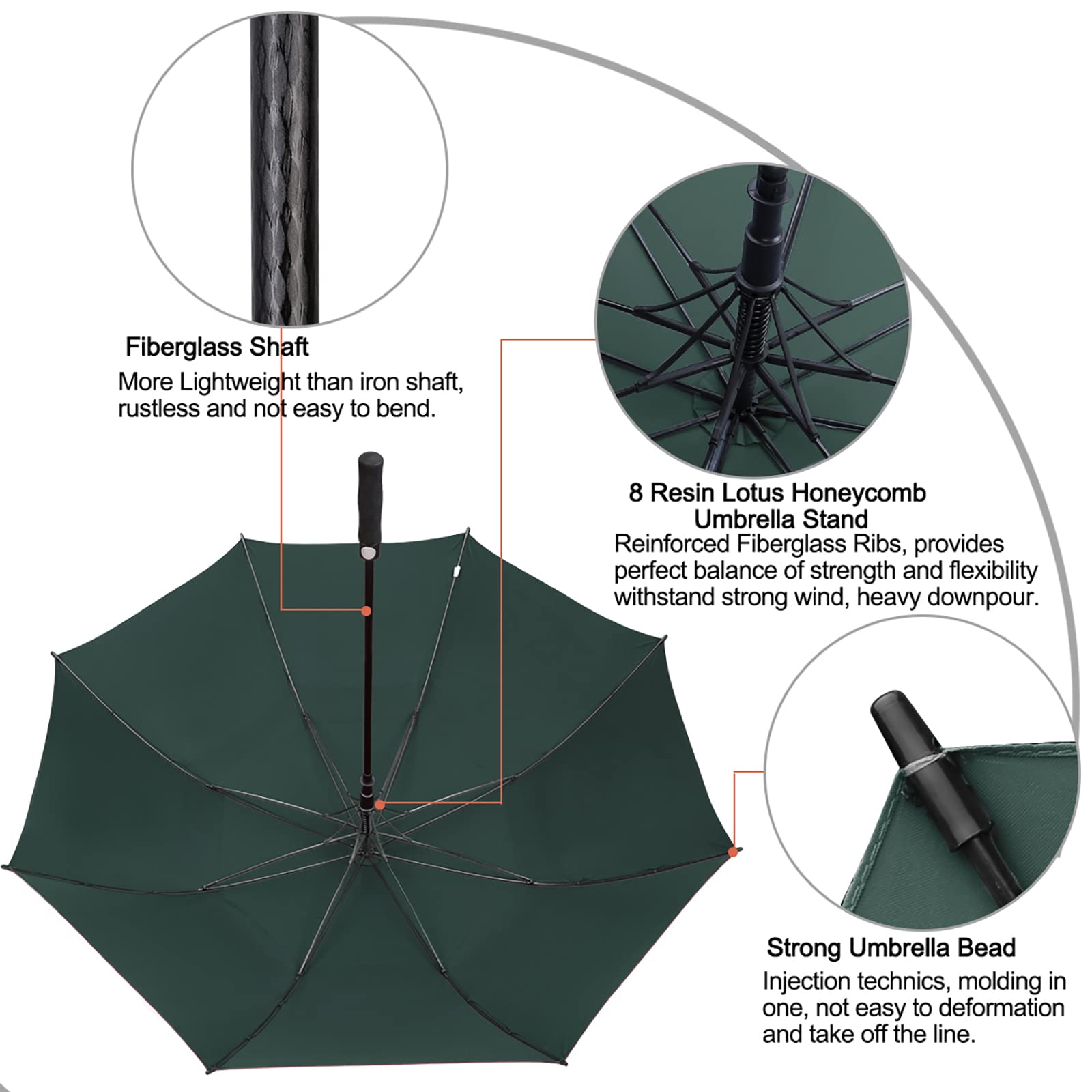 G4Free G4Free Automatic Open Golf Umbrella Double Canopy Vented Stick Umbrellas 