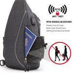 G4Free G4Free Canvas Sling Bag Crossbody Backpack with USB Charging Port & RFID Blocking 