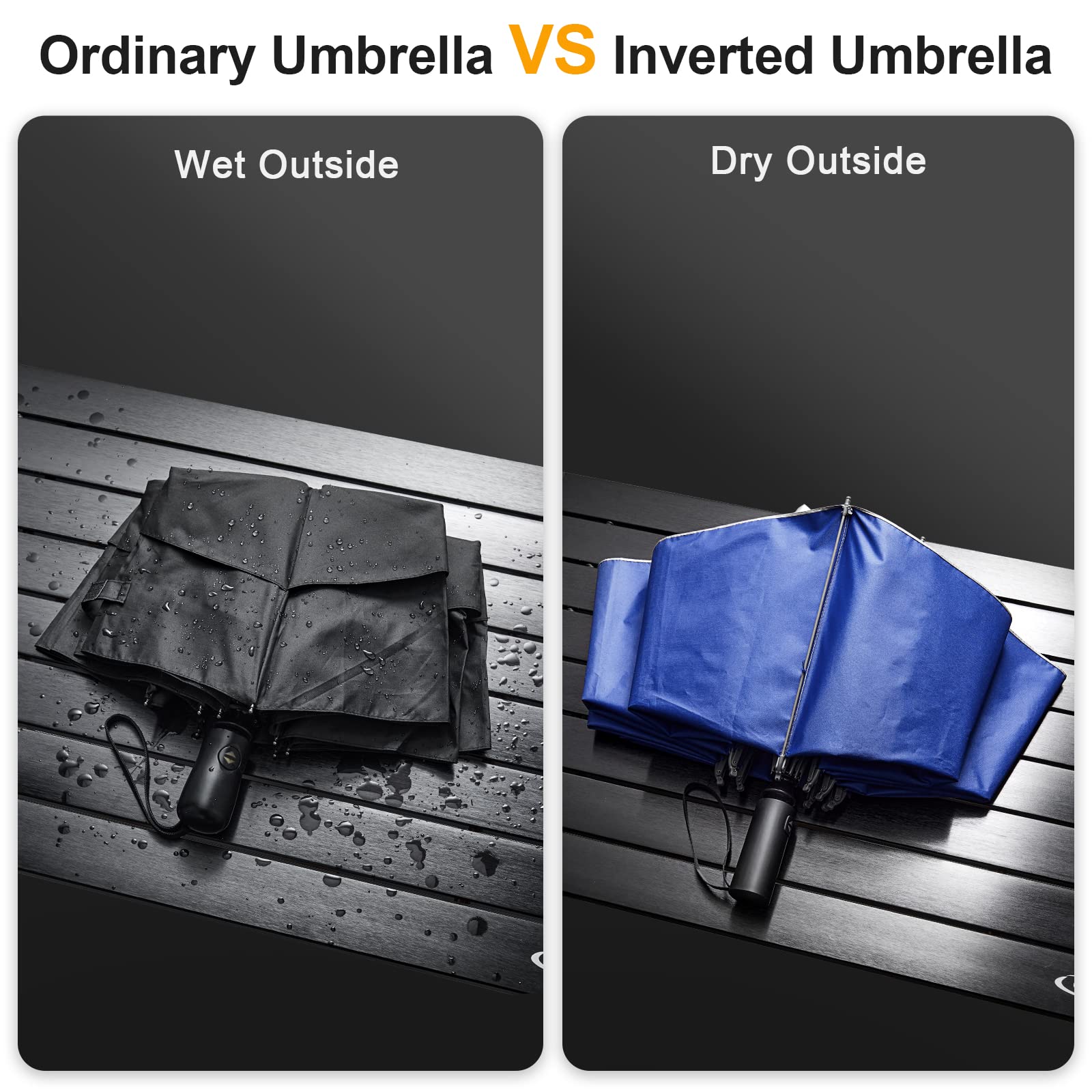 G4Free G4Free UPF 50+ UV Protection 54 Inch Large Reverse Travel Umbrella 