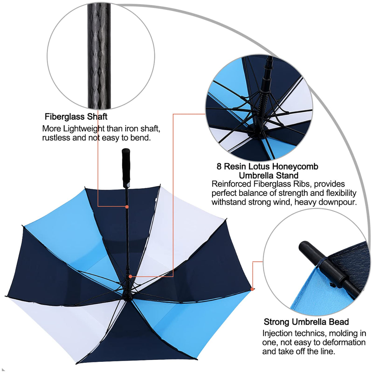G4Free G4Free Automatic Open Golf Umbrella Double Canopy Vented Stick Umbrellas 