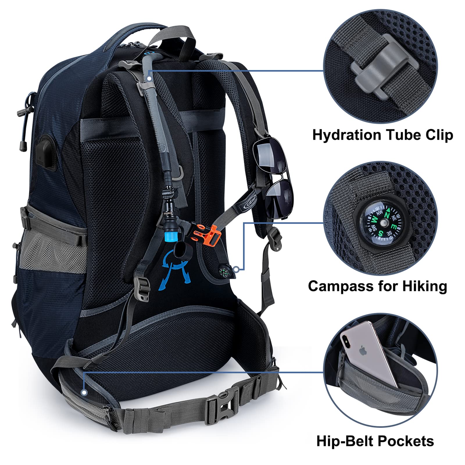G4Free G4Free 50L Hiking Backpack with Rain Cover for Men Women 