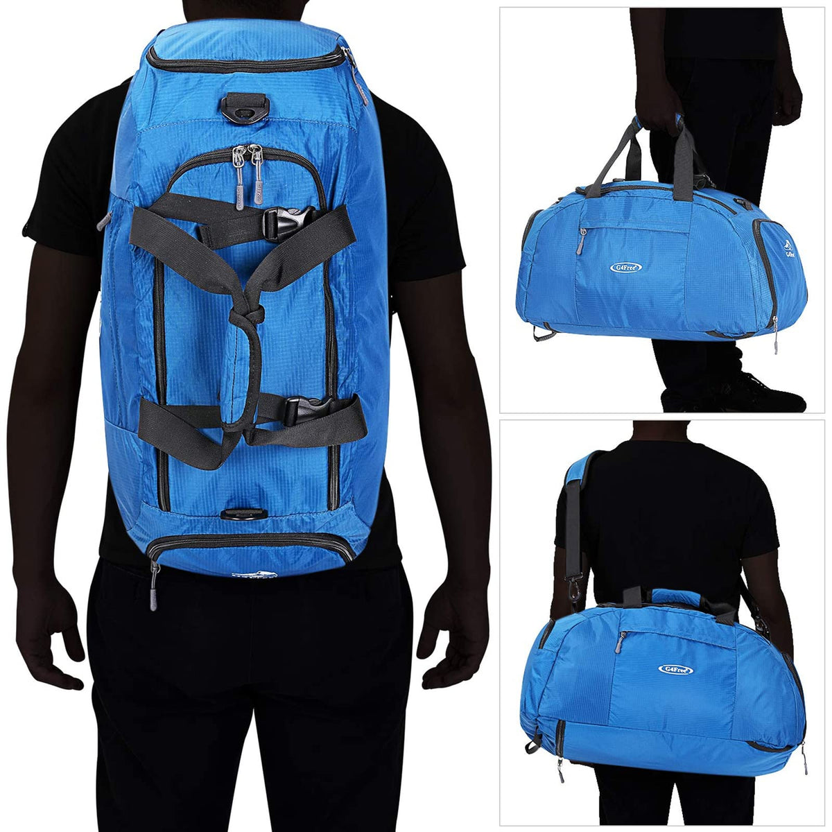 G4Free G4Free 40L 3-Way Duffle Bag Backpack Gym Bag 