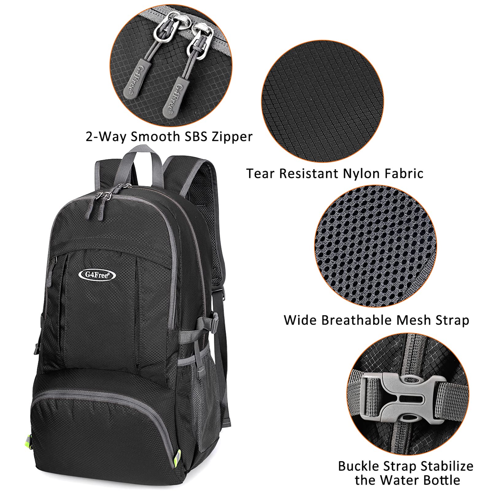 G4Free G4Free 40L Lightweight Packable Hiking Backpack 