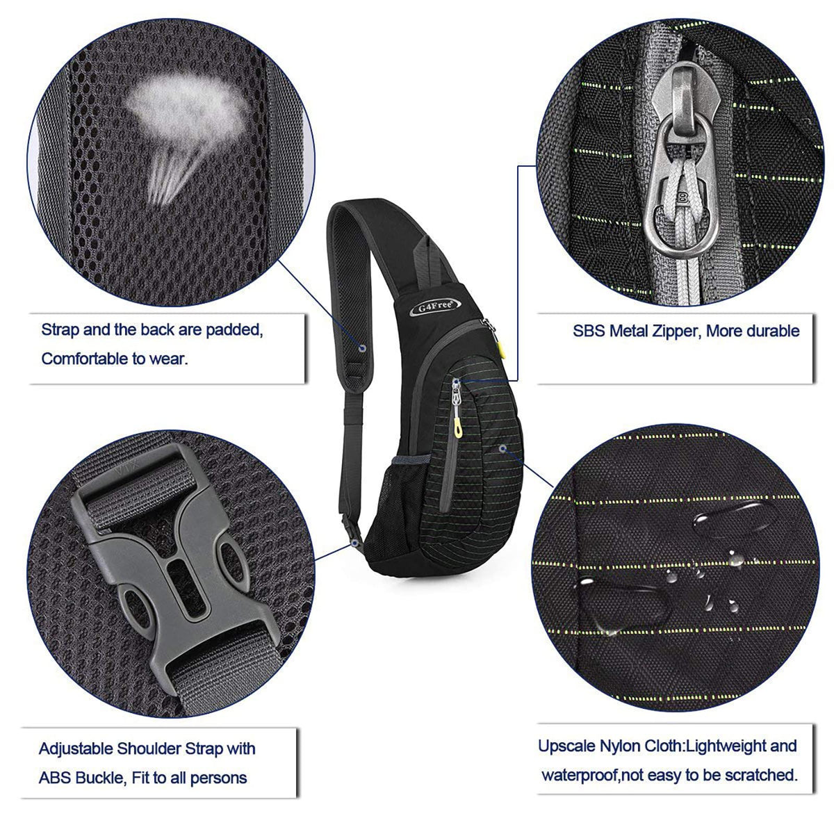 G4Free G4Free Sling Bags Men Shoulder Backpack Small Cross Body Chest Sling Backpack 