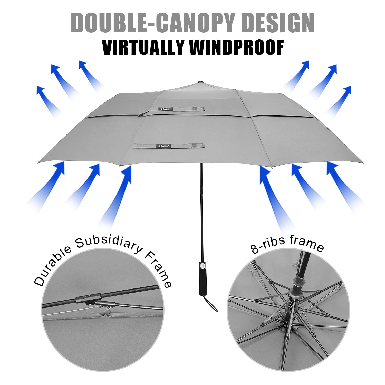 G4Free G4Free 62 Inch Portable Automatic Open Oversize Vented Double Canopy Umbrellas 