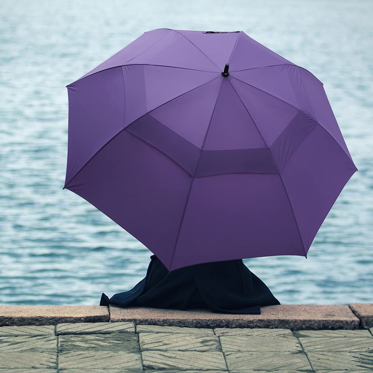 G4Free G4Free Automatic Open Golf Umbrella Double Canopy Vented Stick Umbrellas 