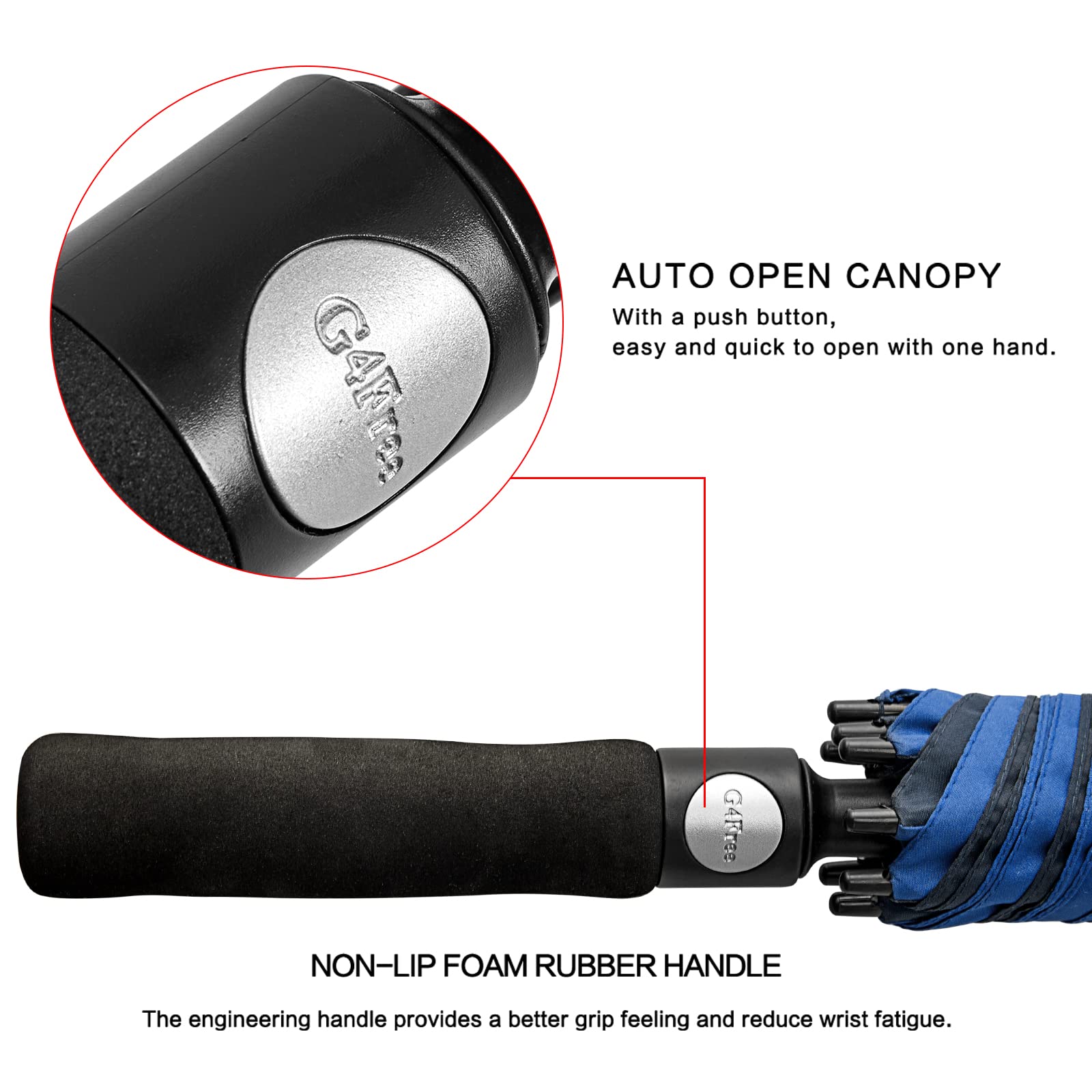 G4Free G4Free Automatic Open Golf Umbrella Double Canopy Vented Stick Umbrellas 