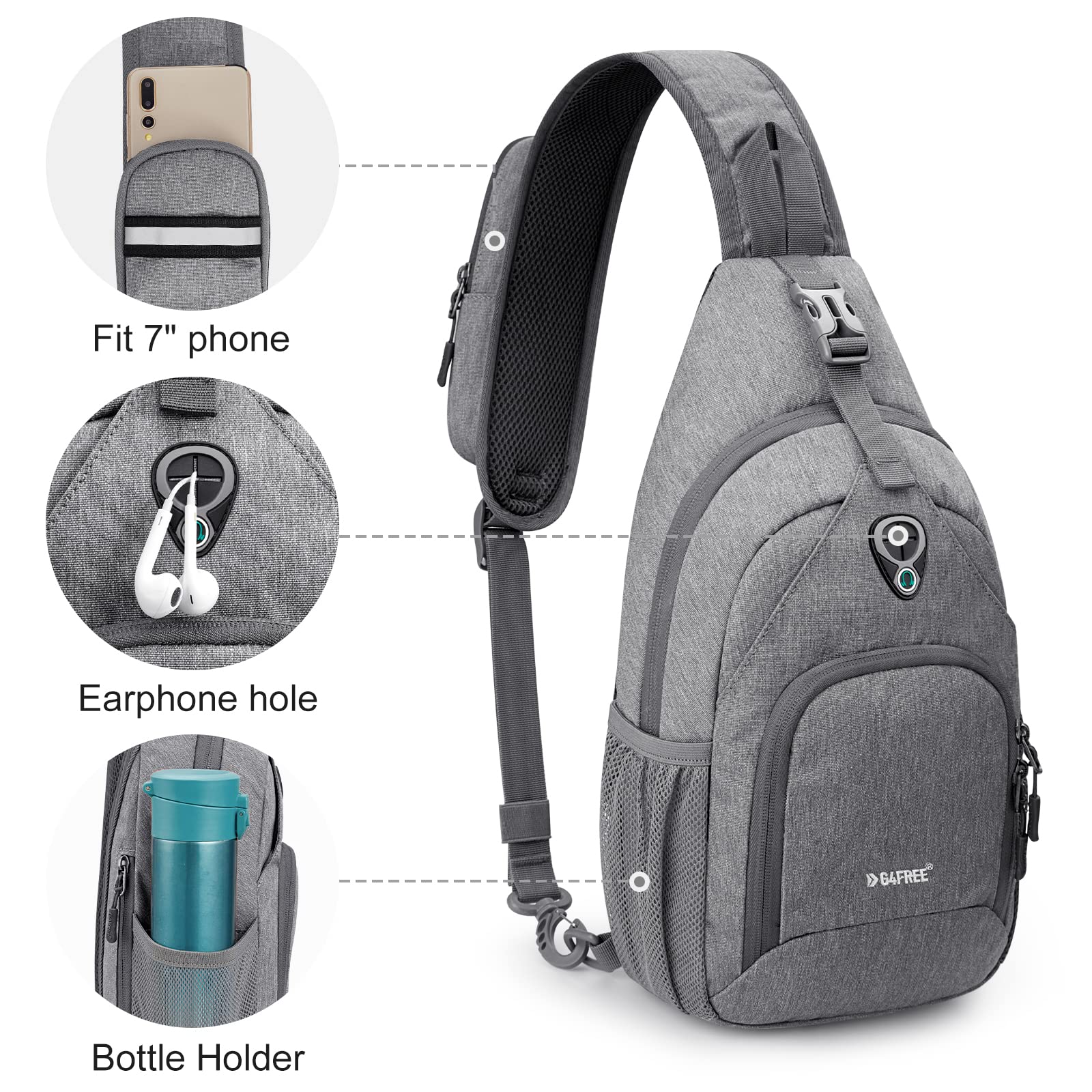 G4Free G4Free RFID Sling Bag for Hiking Outdoor 