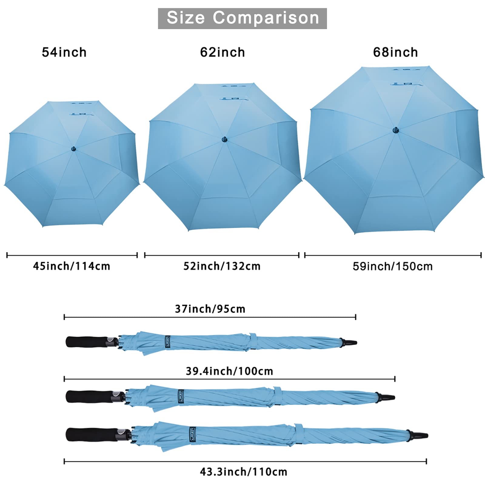 G4Free G4Free Automatic Open Golf Umbrella Double Canopy Vented Stick Umbrellas 