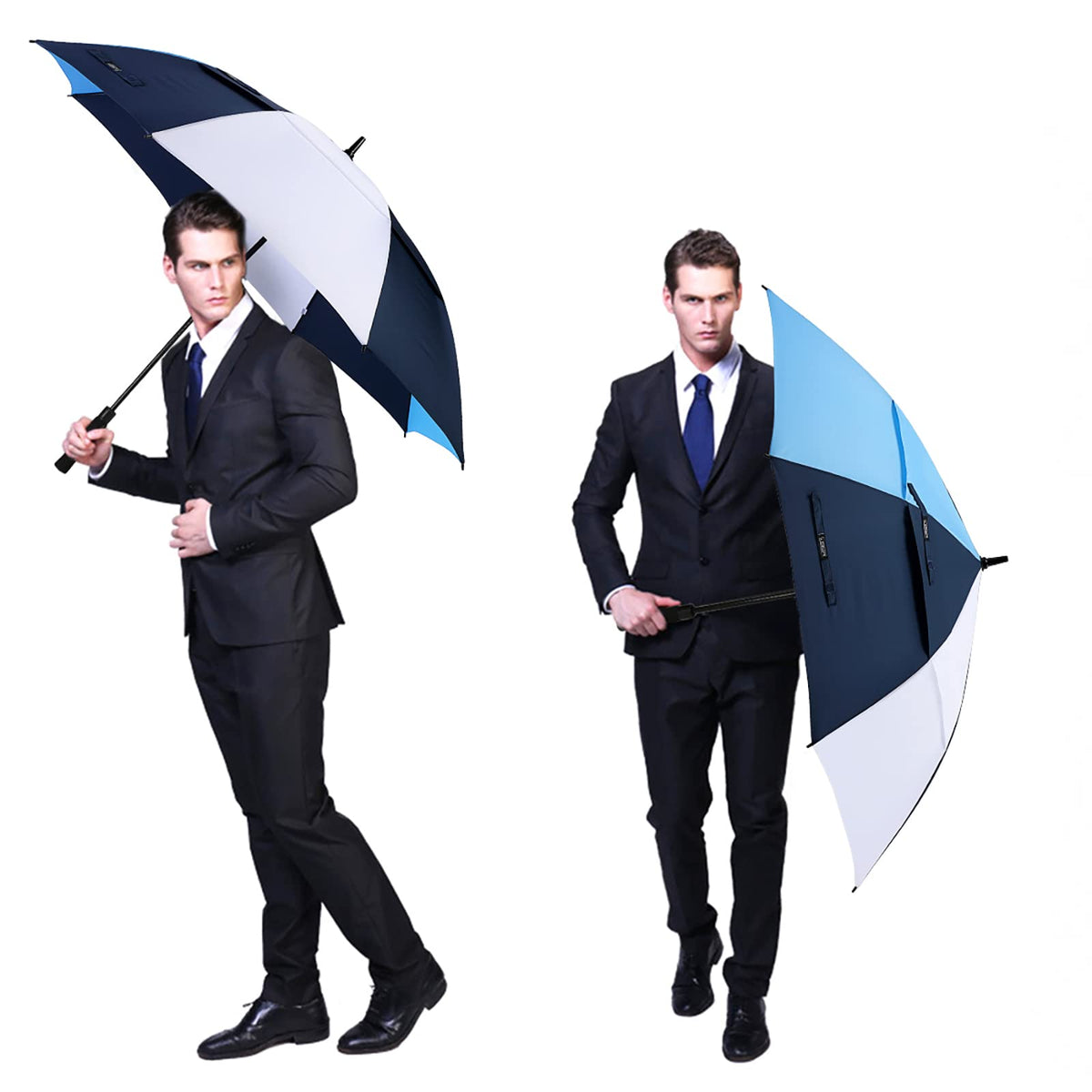 G4Free G4Free Automatic Open Golf Umbrella Double Canopy Vented Stick Umbrellas 