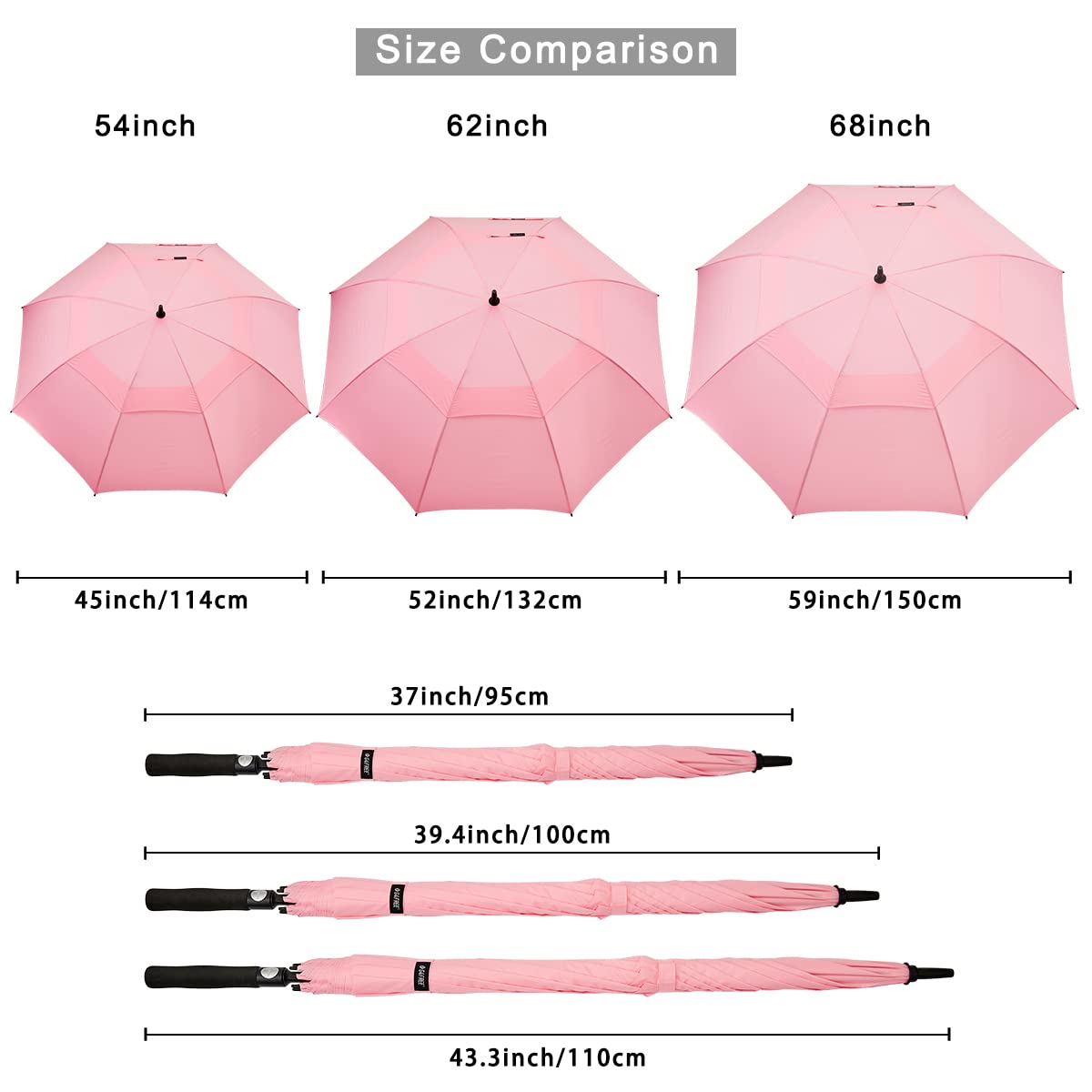 G4Free G4Free Automatic Open Golf Umbrella Double Canopy Vented Stick Umbrellas 
