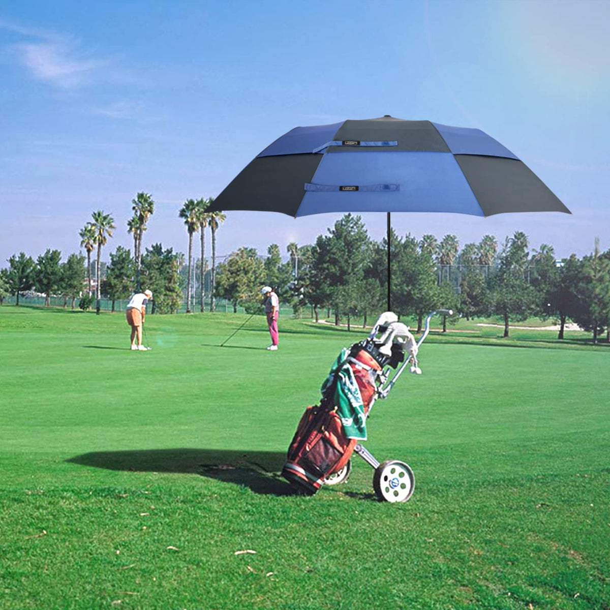 G4Free G4Free 62 Inch Portable Automatic Open Oversize Vented Double Canopy Umbrellas 
