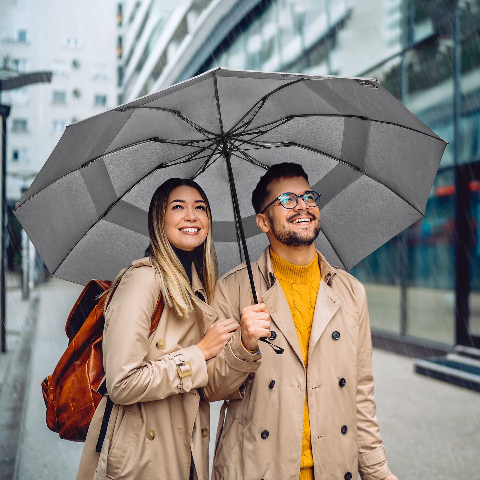 G4Free G4Free 62 Inch Large 10 Ribs Compact Reverse Windproof Umbrella