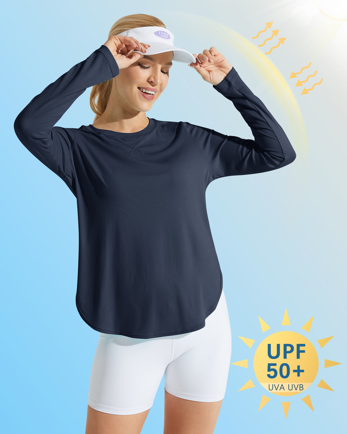 G4Free Activewear Scoop Neck UV Sun Workout Long Sleeve 