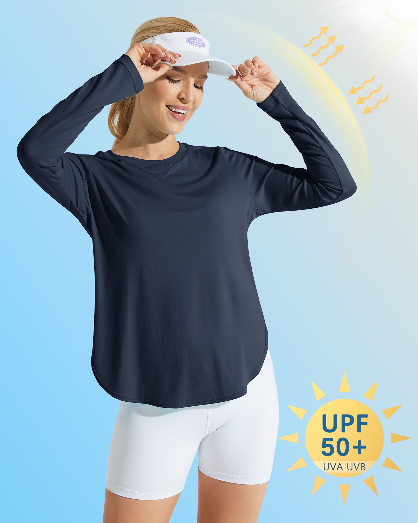 G4Free Activewear Scoop Neck UV Sun Workout Long Sleeve 