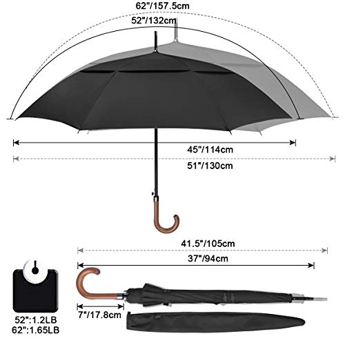 G4Free - G4Free 52/62inch Wooden J Handle Auto Open  Golf Umbrella -D02V552A-D02V657A-D02V552B-D02V657B-D02V552J