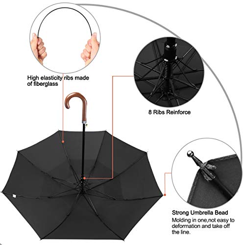 G4Free - G4Free 52/62inch Wooden J Handle Auto Open  Golf Umbrella -D02V552A-D02V657A-D02V552B-D02V657B-D02V552J